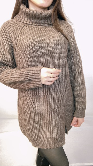 بافت یقه اسکی رنانه رنگ قهوه ای