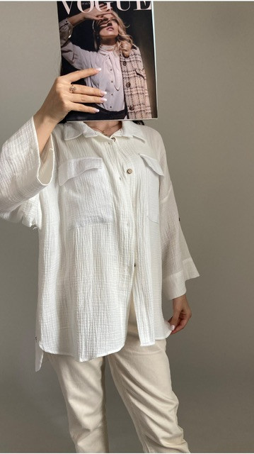 شومیز دبل فیس سفید