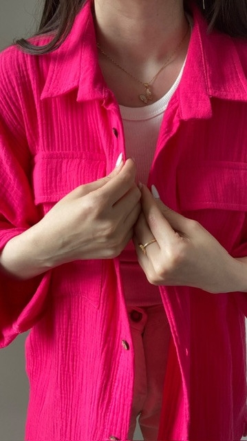 شومیز دبل فیس سرخابی